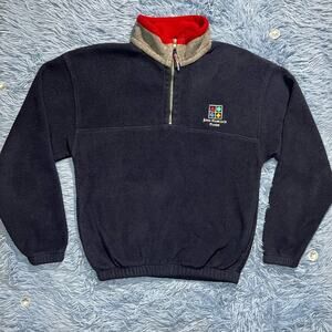 VINTAGE 1/4 Zip Fleece Sweater Size Small Mens Retro John Hancock Funds 90s